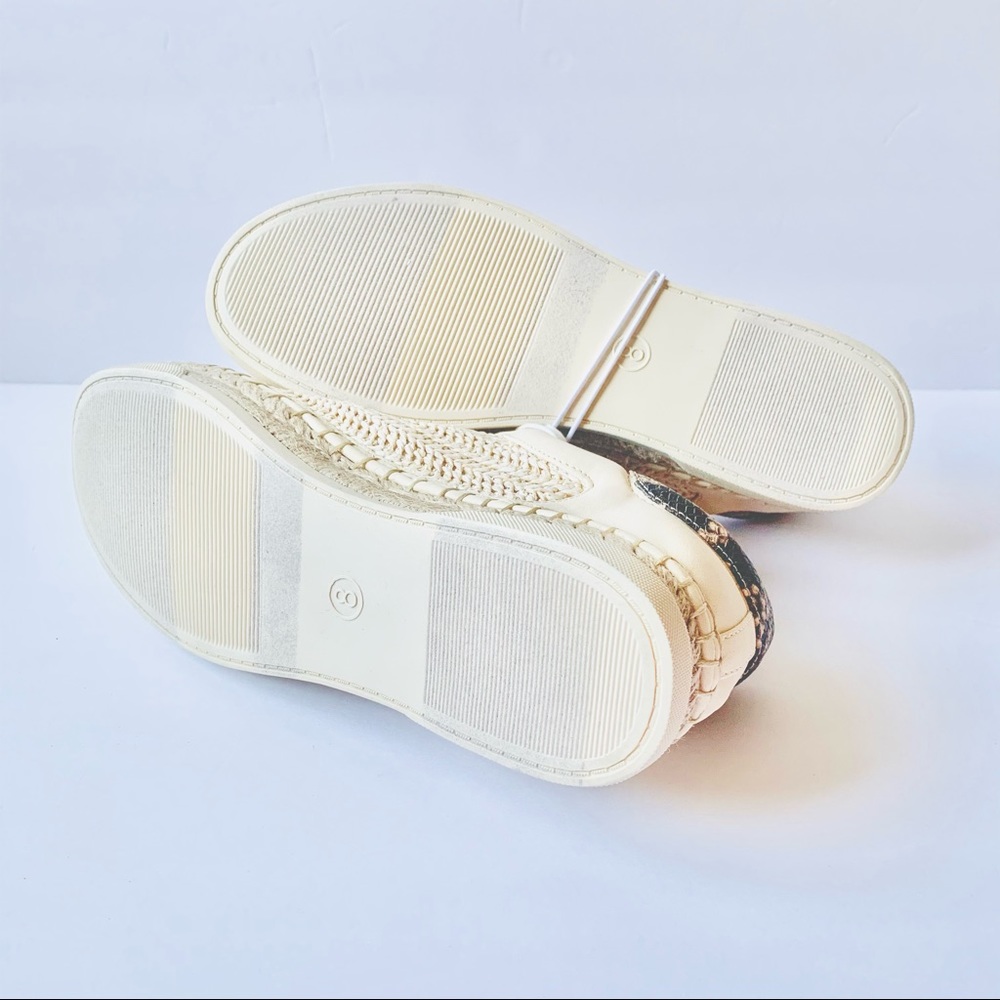 SNEAKERS Sz 8.5 Espadrille Boho Wicker Look Cream - Picture 10 of 15